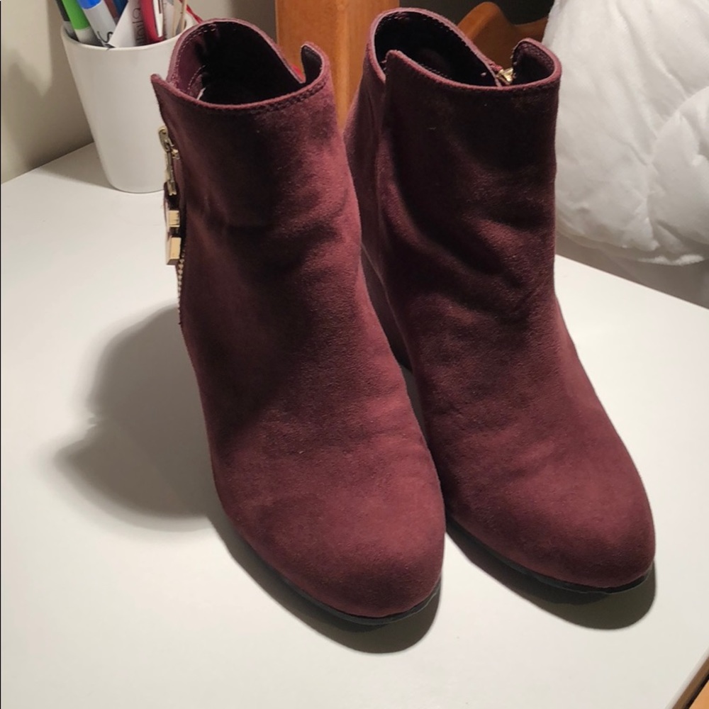 BCBG suede wedge heels